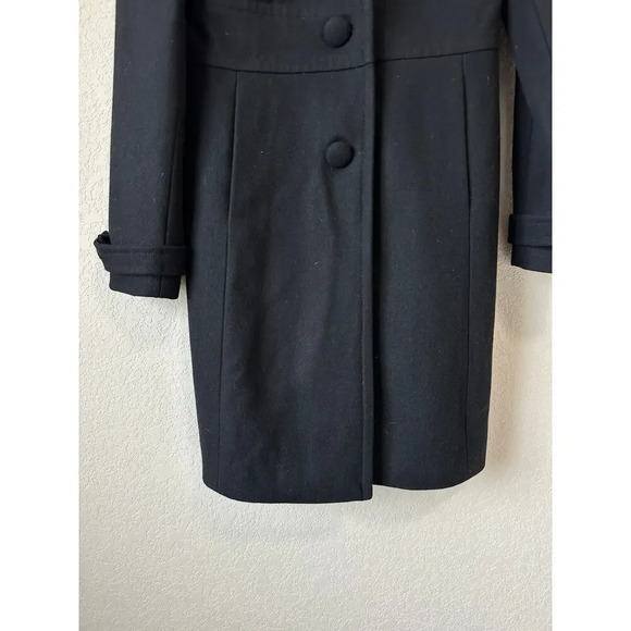 J. Crew Womens Size 4 Black Lady Day Coat Double Breasted Long Wool Peacoat - Picture 3 of 16